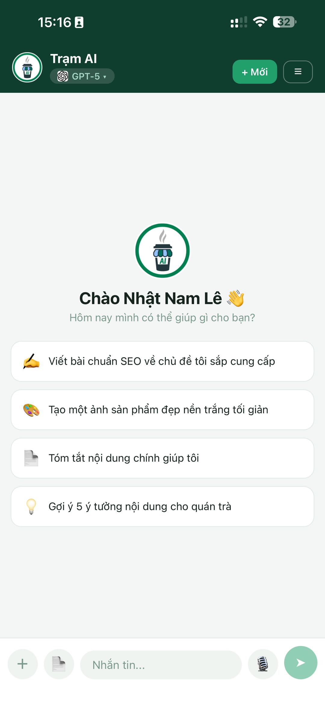 Màn hình trò chuyện Trạm AI