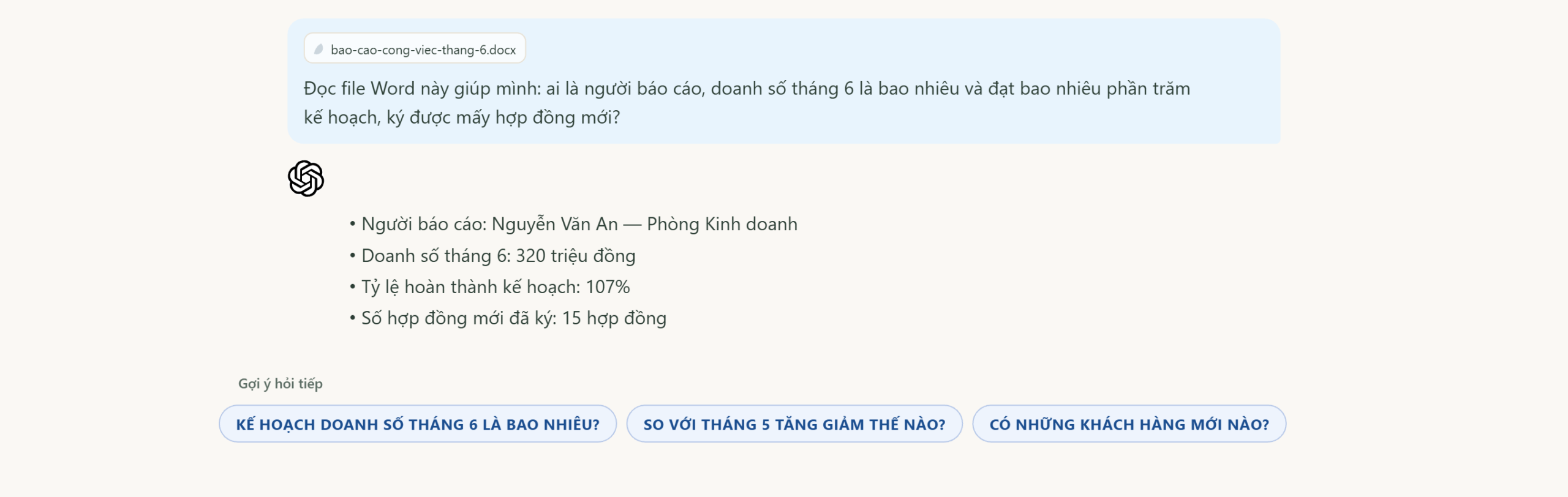 Tải file lên Trạm AI để AI đọc file Word báo cáo