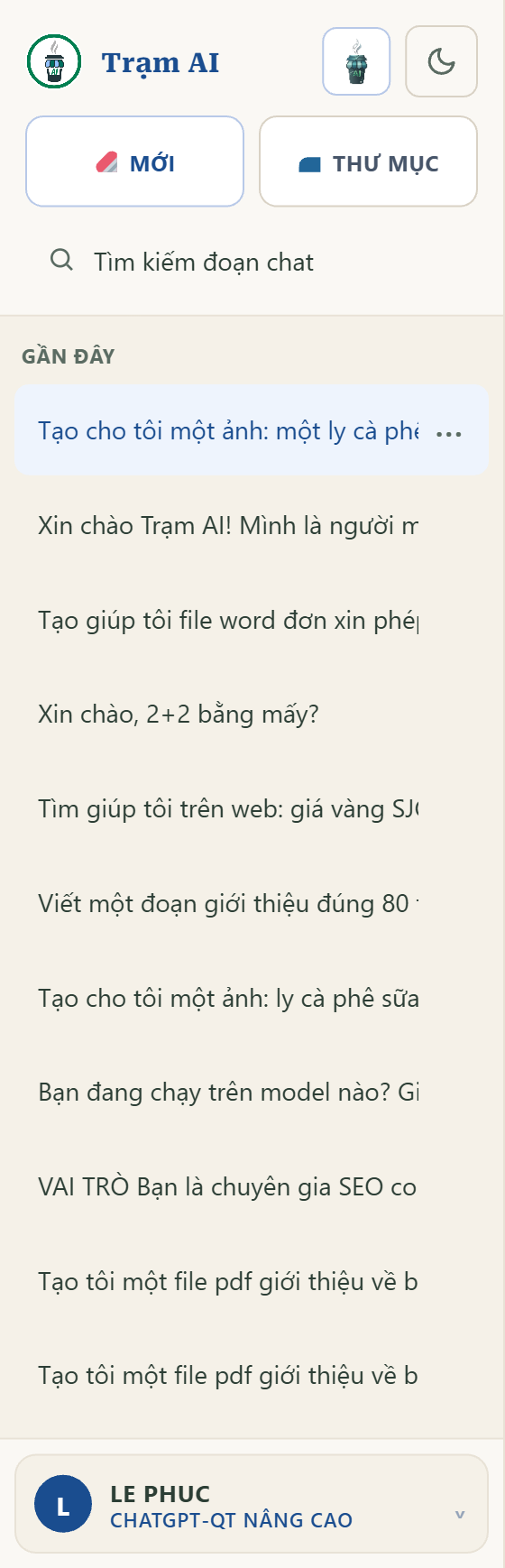 Hướng dẫn sử dụng Trạm AI - quản lý đoạn chat