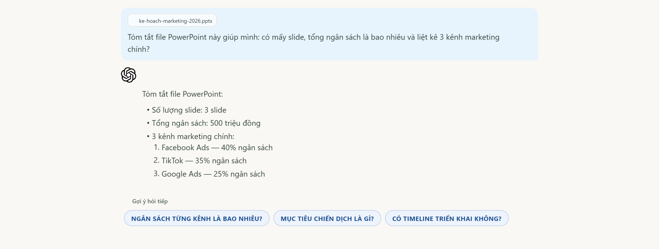 Model GPT đọc tệp PowerPoint và tóm tắt slide trên Trạm AI
