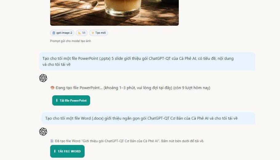 Tạo file Word và PowerPoint trên ChatGPT-QT